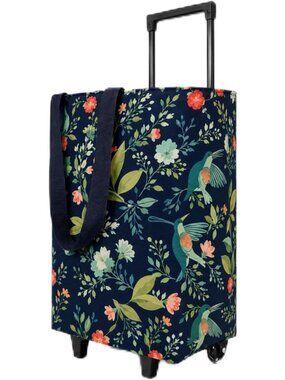 Stylish Rolling Shopping Tote with Wheels, Foldable Grocery Cart & Utility Bag